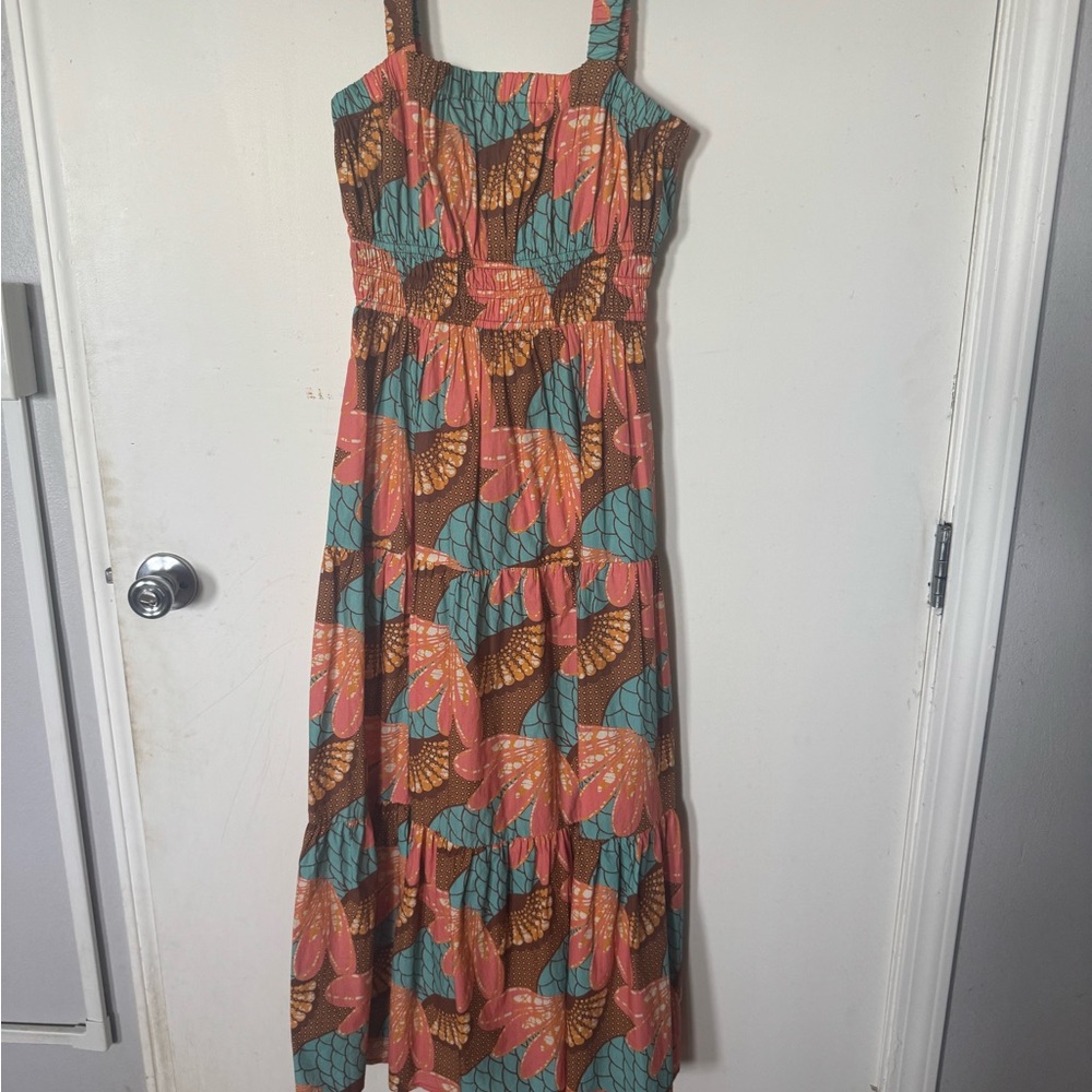 Cleobella Pink and Blue Ruffled Tiered Sundress